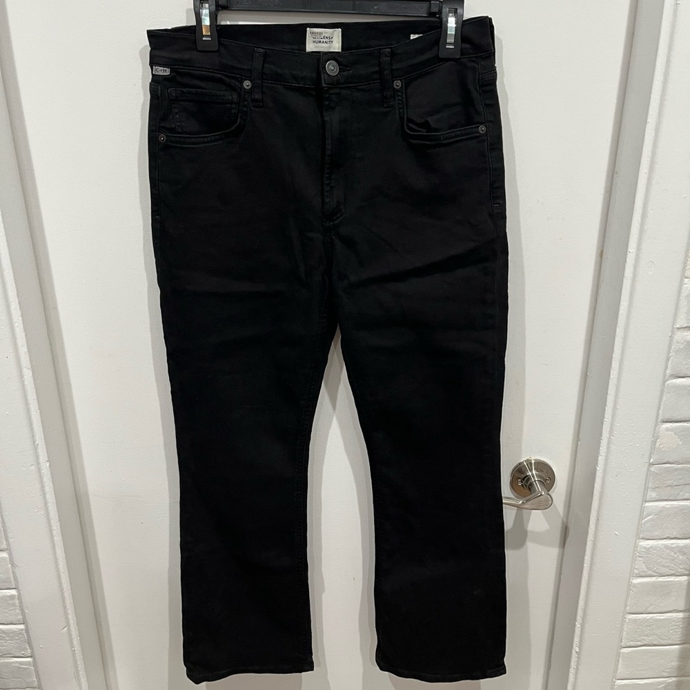 Citizens Of Humanity Black Cropped Flare Jeans